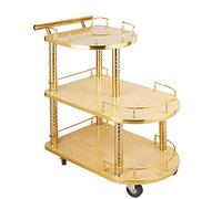 3 Tier Kitchen Storage Cart Serving Trolley with Handle Rolling Tea Cart Shelf Wooden & Metal,