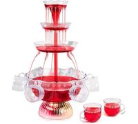 3-Tier Lighted Party Fountain with LED Base, 1.5 Gallon/3L Large Capacity Drink Dispenser for Champagne, Juice & Punch, Includes 8 Reusable Cups for Weddings & Events