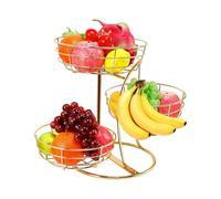 3-Tier Metal Fruit Basket - Kitchen Storage | Non-Slip Space Saving Fruit And Vegetable Basket For Kitchen Counter, Pantry Or Cabinet, Ideal For Storing Potato, Bread, Snacks, Produce In Home Or
