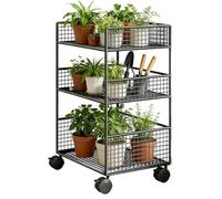 3 Tier Rolling Cart, Metal Storage Organizer, Movable Utility Trolley with Wheels for Easy Transport, Durable Steel Frame with Mesh Baskets, Home Storage Solution, Kitchen Office Bathroom Laundry Cart