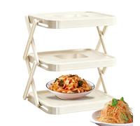3-Tier Serving Tray - Adjustable Foldable Multi Layer Cupcake Stand Shelf For Snacks Fruits Bread Candy And Condiments, Space Saving Tiered Serving Tower