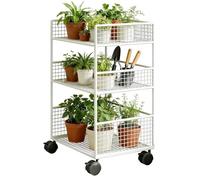 3 Tier Snack Cart, Rolling Storage Cart, Metal Movable Functional Organizer with Wheels for Kitchen Office, Cleaning Laundry Bathroom Classroom Craft, Makeup Pantry Organization for Home College Use