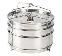 3 Tier Stackable Steamer Pot Set | Stainless Steel Insert for Pressure Cookers/Multi - Cooker | Cook Rice, Veggies & Meat Simultaneously | Wholesome Steam Cooker Accessories