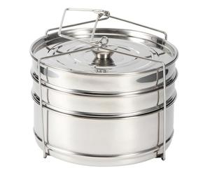 3 Tier Stackable Steamer Pot Set | Stainless Steel Insert for Pressure Cookers/Multi - Cooker | Cook Rice, Veggies & Meat Simultaneously | Wholesome Steam Cooker Accessories