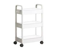 3 Tier Storage Trolley Cart On Wheels With Handle, Multifunctional Rolling Organizer Utility For Kitchen, Bathroom, Office, Living Room, Space-Saving Mobile Shelving Home Organizer, 69x33x22cm