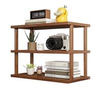 3-Tier Wooden Open Bookcas, Small Storage Bookshelf for Small Spaces, Modern Display Book Shelf for Living Room, Office, Kitchen, Balcony Rustic Brown&Log Color(Marrone,48 * 24 * 37cm)