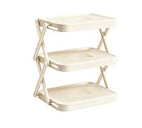 3-Tiered Foldable Ingredient Storage Rack, Multi-Functional Upright Countertop Kitchen Organizer For Meal Prep Hot Pot And Grilling, Space-Saving Folding Vertical Dish Rack With Trays