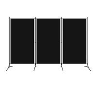 vidaXL Paravento a 3 Pannelli Nero 260x180 cm