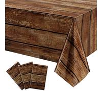 3 tovaglie in plastica marrone con venature del legno rustico, per tavolo rettangolare, stile vintage in stile rustico, decorazioni per feste di compleanno e matrimoni a tema fienile occidentale, 137