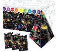 3 tovaglie in plastica per feste scientifiche, decorazioni per feste scientifiche, rettangolari, colore scuro, tovaglia a tema scienza, per compleanno, decorazione per laboratorio, feste, aule, 130 x