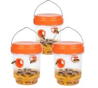 3 trappole per vespe, per esterni, contro vespe e vespe, da appoggiare e appendere, effetto a 360°, diametro 9 x 13 cm, arancione
