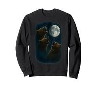 3 Tre Grizzly Orso Ululando alla Luna Felpa