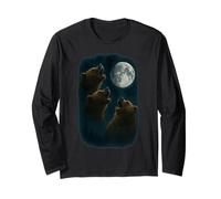 3 Tre Grizzly Orso Ululando alla Luna Maglia a Manica