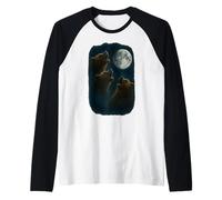 3 Tre Grizzly Orso Ululando alla Luna Maglia con Maniche Raglan