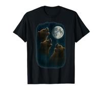 3 Tre Grizzly Orso Ululando alla Luna Maglietta