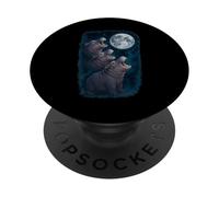 3 Tre ippopotami bambino che ululano alla luna PopSockets PopGrip Adesivo