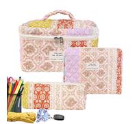 3 trousse per trucchi, multifunzione, portatile, in poliestere, con scomparti multipli, motivo floreale, da viaggio, per donne e ragazze, D Borsa per il trucco, as per image, Classico