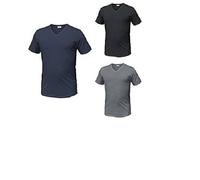 Enrico Coveri 3 t-Shirt Uomo Mezza Manica Scollo a V in Cotone Pettinato Art. ET1101 (Nero/Blu/Grigio, 7/XXL)