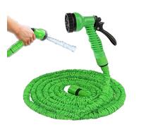 3 tubi da giardino espandibili per rubinetto da 1,9 cm e 1,2 cm, flessibile, anti-perdite, verde, elasticizzato, con ugello spray a 7 funzioni, per lavaggio auto, irrigazione fiori (30 m, 30 m)