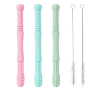 3 Tubi per Dentizione, 2 Spazzole per la Pulizia, Bastoncini in Silicone, Giocattoli da Afferrare, Anelli in Silicone, Giocattoli Sensoriali per Bambini