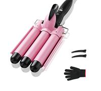 3 Tubi Piastra Capelli Onde， Ferro Arricciacapelli Professionale Ceramica per Acconciature Effetto Riccio e Ondulati，Pinza arricciacapelli portatile a riscaldamento rapido per capelli ondulati 25 mm
