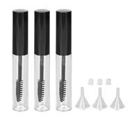 3 tubi vuoti per mascara, imbuto e tappo, contenitori trasparenti per mascara, bacchetta ricaricabile, testina per pennello ULTRA FINE, per crema per ciglia, siero per