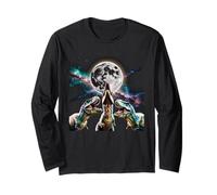 3 Tyrannosaurus Howling At Moon Parodia dei Dinosauri preistorici Maglia a Manica