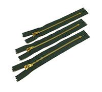 3 Unità/Cerniere in Ottone Chiuse con Cursore Semi-automatico, Disponibile in Maya 3#, Cerniera per Cucire, Cerniera per Cucire su Abbigliamento, (14cm, Verde Scuro)