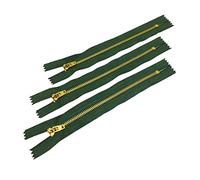 3 Unità/Cerniere in Ottone Chiuse Con Cursore Semi-Automatico, Maya 3#, per Cucire su Vestiti (12 cm, Verde Scuro)