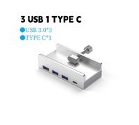 (3 USB 1 TIPO C) Dock station esterna in alluminio a 4 porte USB 3.0 tipo C Clip HUB con alimentatore