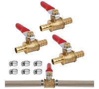 3 valvole a sfera da 8 mm in ottone con doppio connettore, con 6 morsetti per tubi in acciaio inox, valvola di intercettazione a 180 gradi, adatto per tubo dell'aria, tubo del carburante, gas, acqua