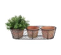 3 Vasi Invecchiati In Terracotta Esschert Design In Drahtkorb, Oval