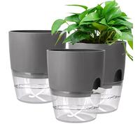 3 Vasi per Erbe Aromatiche da Cucina, 15 cm Vaso con Autoriego e Stoccaggio Dell'acqua per Erbe da Cucina, Interno ed Esterni