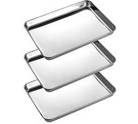 3 vassoi professionali in acciaio inox chirurgico per procedure dentali, piatti piatti piatti (21,8 cm, 15,2 cm, 2 cm, 3)