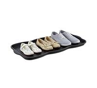 3 vassoi scolapiatti grandi in plastica per 6 scarpe, profilo cattura sporco, altezza 3 x larghezza 75 x profondità 38 cm, nero