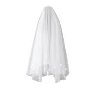 3. Velo da sposa traspirante decorato con perle e morbido velo trasparente per un comodo velo da sposa a doppio strato per tutto il giorno, bianco, Taglia unica