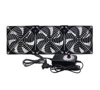 3 ventole da 120 mm con regolatore di velocità, ventola per case PC da 12 cm, 3-12 V, regolabile, 30 dBA, silenziosa, con alimentatore di rete e griglie in metallo per computer, server, armadio