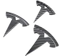 3 volante/baule anteriore/bagagli posteriore logo copertura adesivo distintivo decalcomanie 3 pezzi/set per Tesla modello 3 modello Y emblema accessori,Fit Model3 Gloss Carbon Fiber Pattern