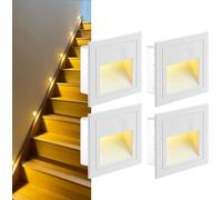 3 W Applique da incasso a parete, IP65 impermeabile luci per scale quadrate, bianco caldo in alluminio, applique con scatola da incasso, 230 V, illuminazione da parete in alluminio, scala da incasso,