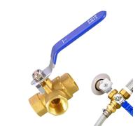 3-Way Brass Ball Valve - T-Port Female Threaded Lever Handle Diverter | 1/2" & 3/4" BSP Options, Forged Brass Body & Iron Lever, T-Type Full Bore Flow Control, For Water, Gas & Plumbing Systems