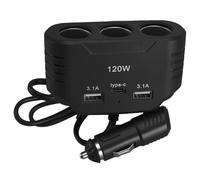 3 Way Car Cigarette Lighter Socket Splitter Dual USB Fast Charger Adapter