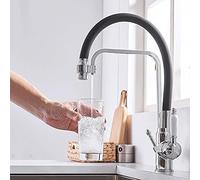 3-Way Kitchen Faucet with 360° Rotation Hot & Cold Water Direct Drinking Water Sink Faucet Single Hole Multi-Function for Easy Use and Versatile Installation (A A)