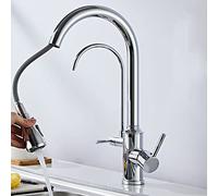 3 Way Kitchen Faucet with Pull out Spray Swivel Stainless Steel Water Purifier Faucet Straight Drinking Water Multifunction 3 in 1 Kitchen Mixer Faucet-Chrome