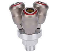 3 Way Quick Coupler | Protected Automatic - Locking Pneumatic Connector | High Pressure 3.0 MPa Carbon Steel Fitting | for Compressed Gas Systems/Pneumatic Tools/Pipe