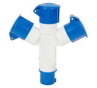 3 Way Scheggia 240V 16A 3Pin Blue Industrial Spinotto Prese Adattatore IP44 2P+
