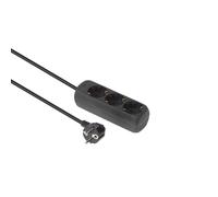 3-way Schuko Socket 5M Black - Without ON/OFF Switch, - with child protection - Warranty: 300M NEW