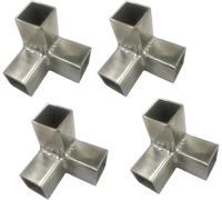 3 Way Square Tube Corner Coupler, 2 Inch 2 Way Pipe Connector, Tube Fitting Fence Guardrail Rail Clamp(Silver-4pcs,Structural corner-3)