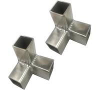 3 Way Square Tube Corner Coupler, 2 Inch 2 Way Pipe Connector, Tube Fitting Fence Guardrail Rail Clamp(Silver-2pcs,Structural corner-3)