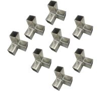 3 Way Square Tube Corner Coupler, 2 Inch 2 Way Pipe Connector, Tube Fitting Fence Guardrail Rail Clamp(Silver-8pcs,Structural corner-3)