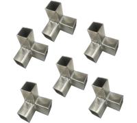 3 Way Square Tube Corner Coupler, 2 Inch 2 Way Pipe Connector, Tube Fitting Fence Guardrail Rail Clamp(Silver-6pcs,Structural corner-3)